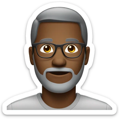 black business man with glasses, short hair..gray shadow beard. round h sticker