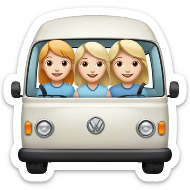 Camionnette blanche avec des enfants dedans sticker