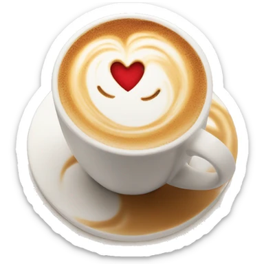 Latte with heart latte art sticker