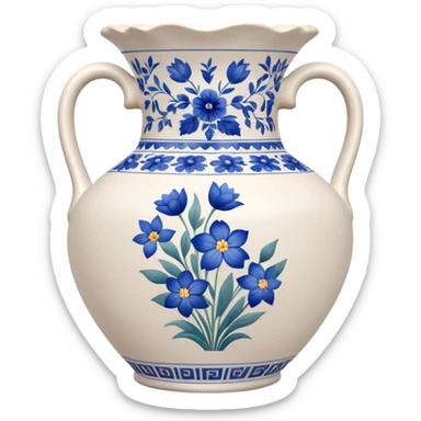 white vase with blue flowers sticker
