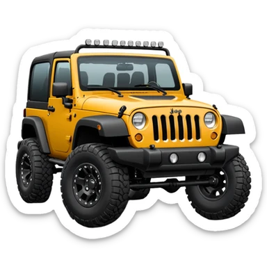 A Jeep Wrangler that has muscles sticker