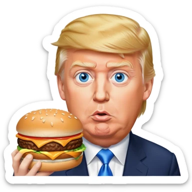 Donald Trump blue eyes eating a Big Mac  sticker