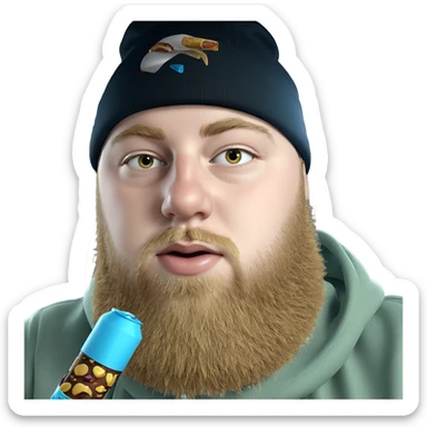 boy with hat and food sticker