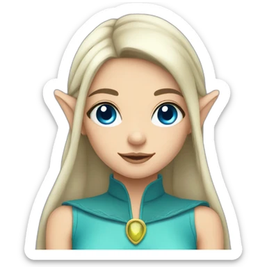 Elf girl with dark hair and blue eyes sticker