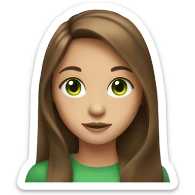 girl with long brown hair and green eyes sticker