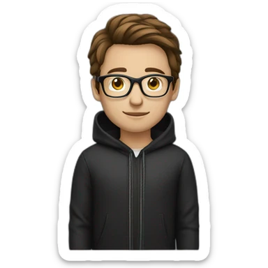 it specialist man glasses brown hair black hoodie sticker