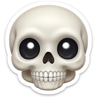 A cute, white-colored skull with soft, rounded features and a friendly expression, looking whimsical not frightening sticker