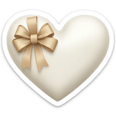 white heart with beige bow sticker