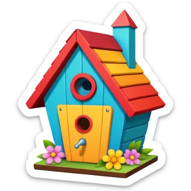 Birdhouse with flowers sticker