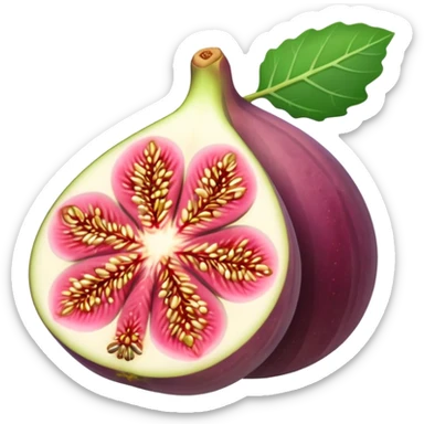Please create a emoji of a cross-section of a fig with a small leaf sticker