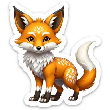 Epic Feral Rare Fantasy shiny cool fluffy Vernid-Trico-Fox-species-hybrid-animal by LiLaiRa, tribal-ark-patterns , tufted ears, full body sticker