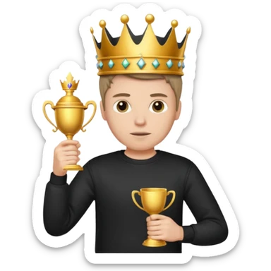 MVP + Gaming + Black sweatshirt + White guy with crown + Tournament Cup  + Gun  sticker