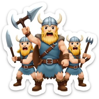 three Vikings are screaming, weapons in their hands
realistic sticker