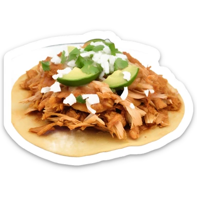 Shredded Chicken tinga tostadas on a white plate sticker