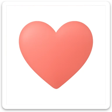 heart with a soft coral gradient, clean digital illustration sticker