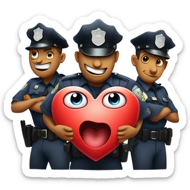 Criminal Cartoon Heart getting hand cuffed by police sticker