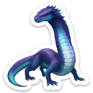 zig-zag-patterned striking indigo-violet-blue-cyan-gradiented with dark undertones, white underside, thunderous stormy edgy badass realistic Vernid-Sergal-Genet-Trico-fantasy-creature-species by LiLaiRa, full body sticker