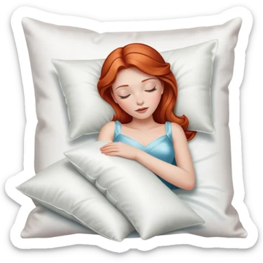 Sleeping beauty redhead white girl with a silk pillow sticker