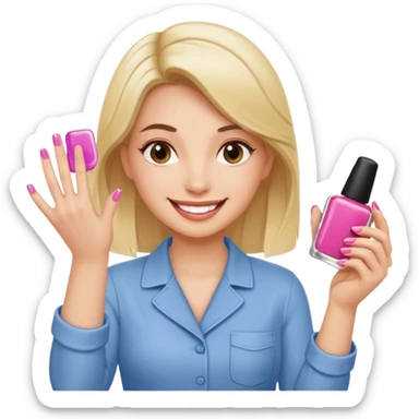 female nail master with buff and gel polish in hand  sticker