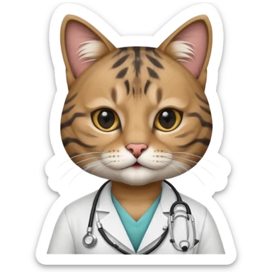 doctor cat, black surgeon mask sticker