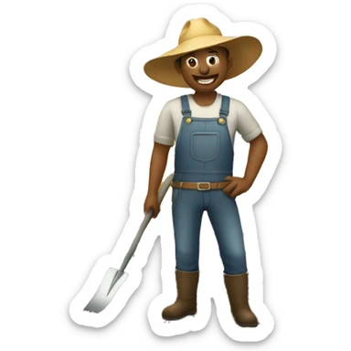 farmer with showel sticker