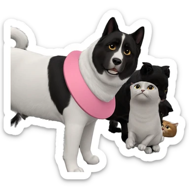 cat and dog watching indoors sticker
