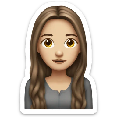 White girl with long brown hair sticker