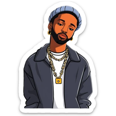 Brent Faiyaz R&B singer with chains and stylish outfit sticker