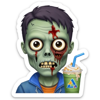Zombie that has Dutch bros logo in its eyes cause it hungry for Dutch bros sticker
