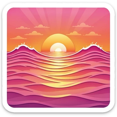sunset above ocean waves sticker