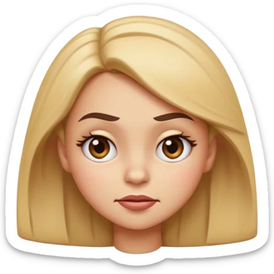 fun expressive iOS-style cartoon emoji of a sassy girl with a dramatic petty look, head tilted, squinting eyes, playful smirk, one eyebrow raised, hand on hip sticker