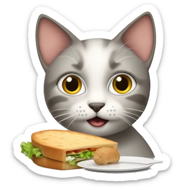 cat talking What is for lunch sticker