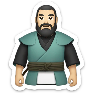 Samurai with hakama bold, beard, white person,  sticker
