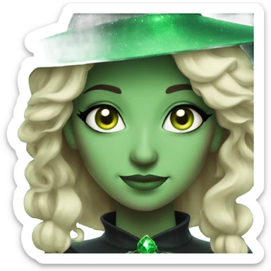 Sparkly green eyed witch  sticker