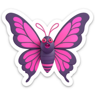3D gothic moth with pink wings, dark and mysterious sticker