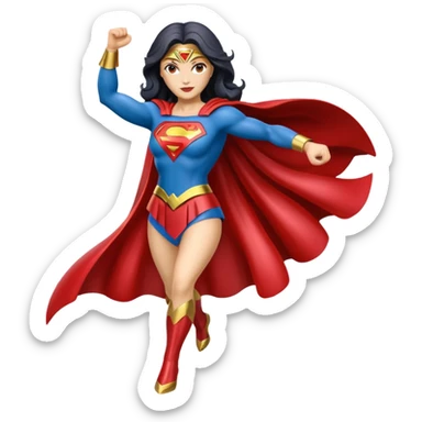 Isolated, ultra detailed illustration of the most incredibly beautiful and brightly colored DC Super hero, Superwoman
figurine imaginable, toy style. sticker