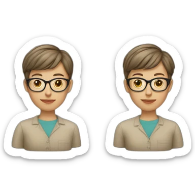 Teacher with short hair wearing glasses sticker