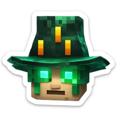 Pixel Minecraft Fedora Halloween Head Mask Diamond Obsidian Emerald Flame Shiny Glow Reward Legendary Unique Epic Mystery sticker