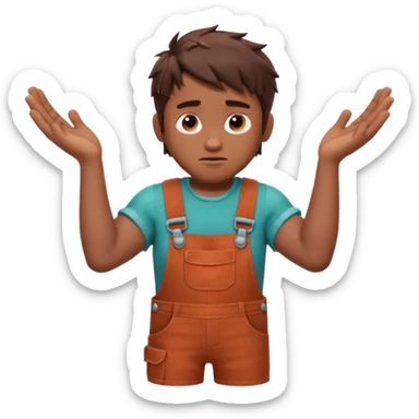 Wreck-It Ralph man with short messy hair, brown overalls, boxy figure with big arms sticker