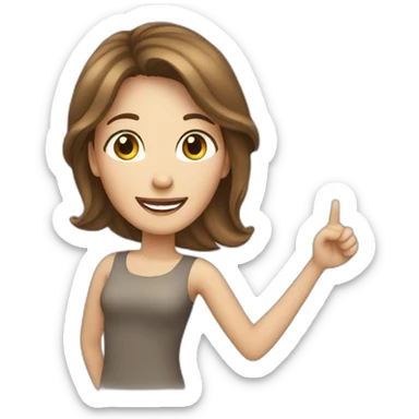 brown hair white woman celebrating sticker