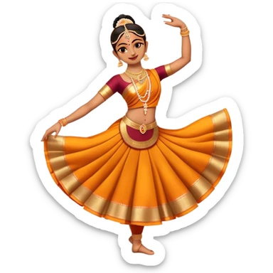cinematic-realistic-bharatanatyam-dance-emoji,-depicted-as-an-elegant-classical-indian-dance-performance-with-graceful-poses,-intricate-costumes,-and-expressive-hand-gestures,-rendered-with-rich-textures-and-warm-dramatic-lighting, single dancer sticker