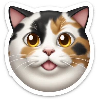 Realistic Fat calico cat with sundae sticker