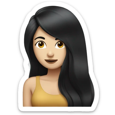 Lesbians with white skin and long black hair flirting sticker