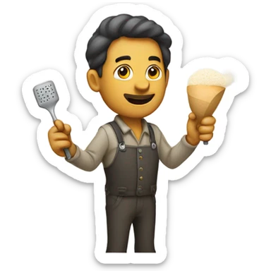 Man with a lighter and a spoon full of flour sticker