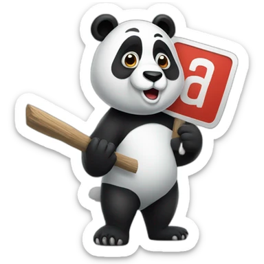 Panda holding a sign that says raid sticker