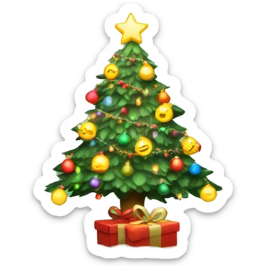 Christmas tree with lights and presents  sticker