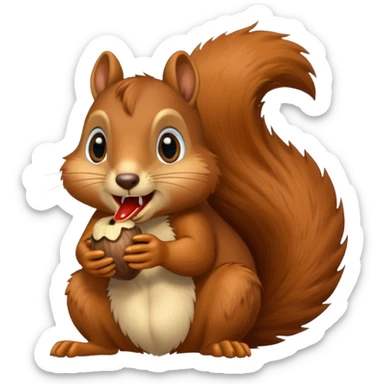 Long toothed squirrel swallows acorn, panicked sticker