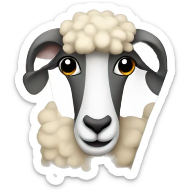 A sheep with a pride flag sticker