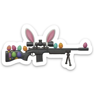 easter theme sniper rifle like with bunny ears and eggs and pink sticker