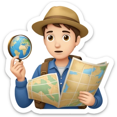 confused wanderer with map sticker